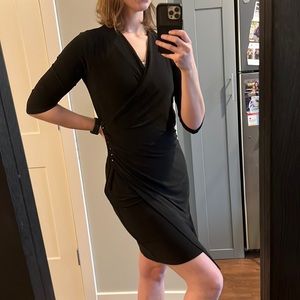 Black faux wrap dress